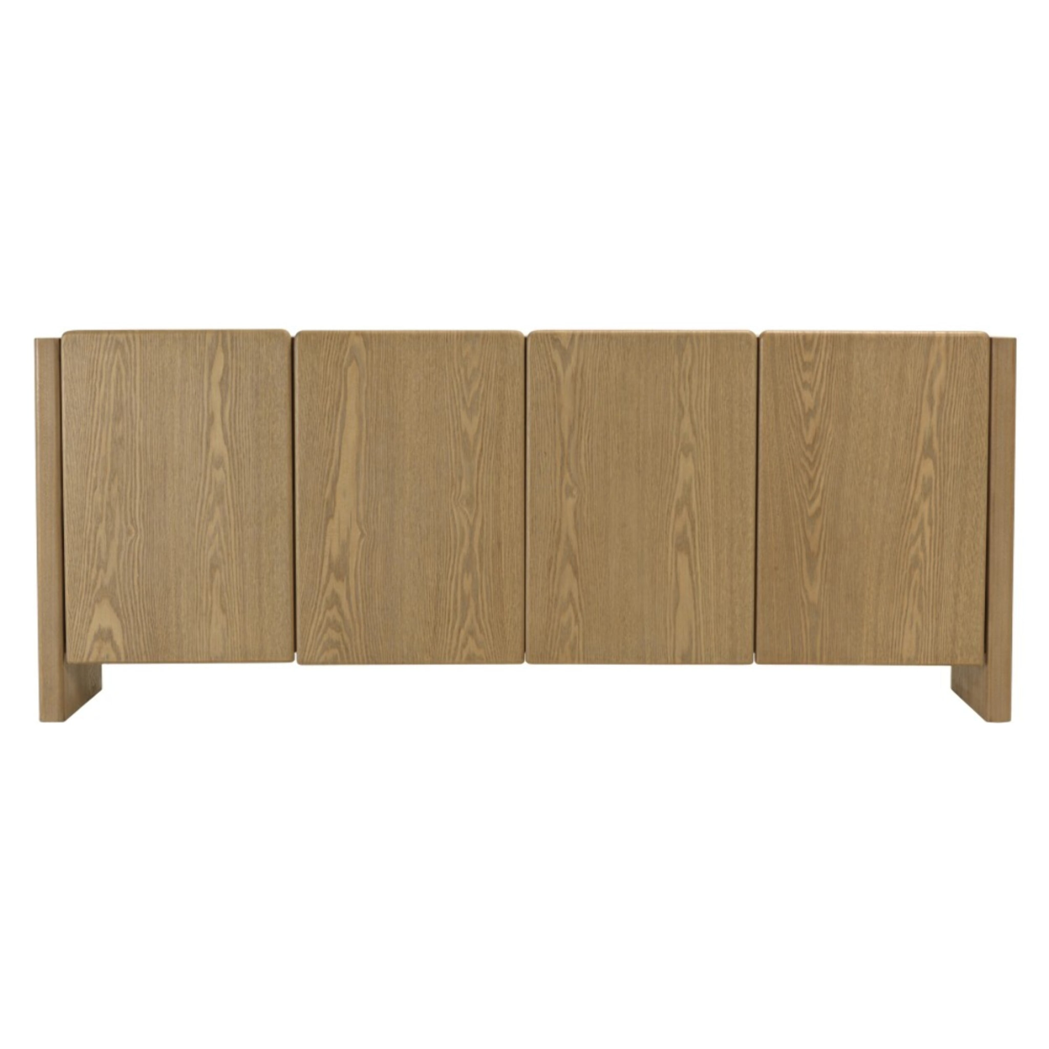 ELLA - Buffet L190 couleur naturelle 4 portes design arrondi