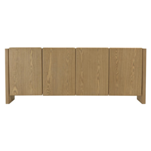 ELLA - Buffet L190 couleur naturelle 4 portes design arrondi