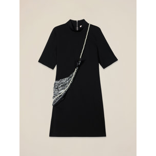 Oltre - Vestido tubo con detalle pañuelo - Negro