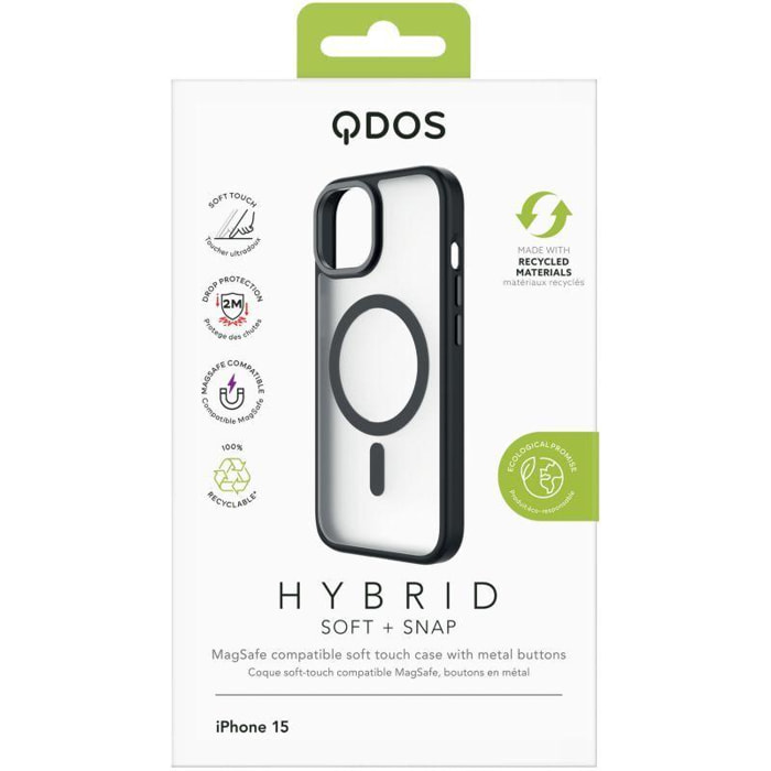 Coque bumper QDOS Iphone 15 MagSafe Hybrid soft SNAP noir
