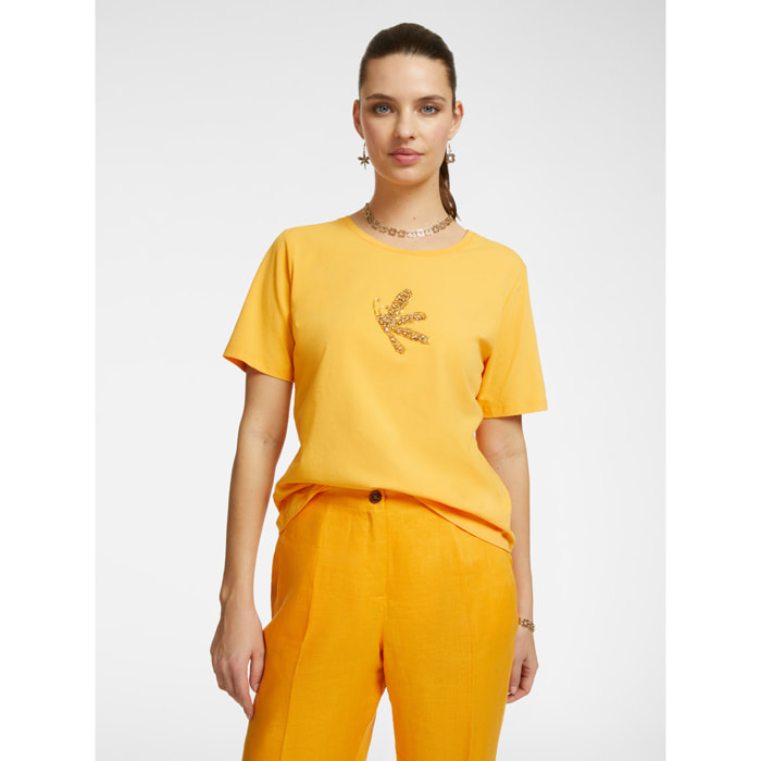 Elena Mirò - camiseta con bordado - Amarillo
