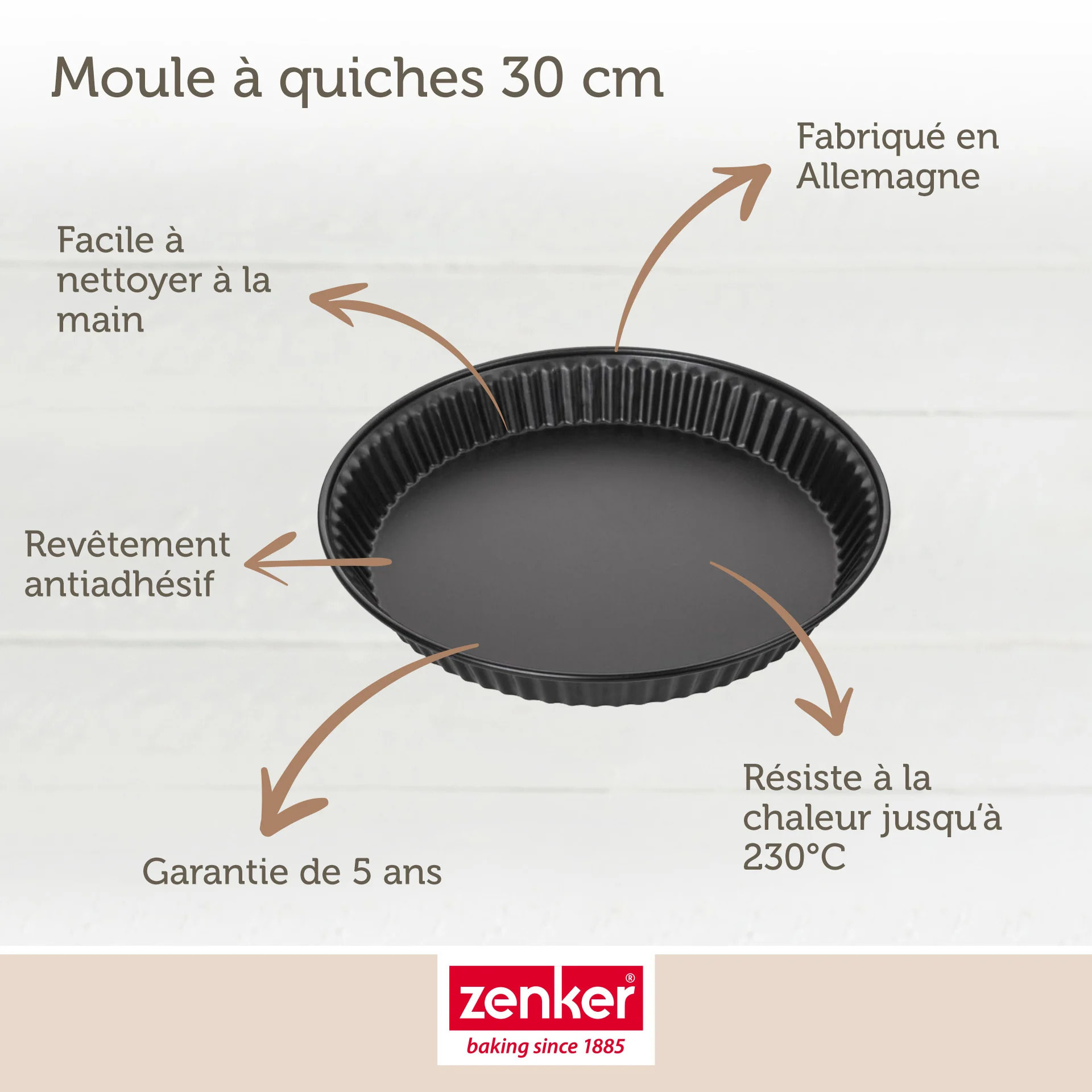 Set pâtisserie avec moule à quiche Lorraine, 2 bols à mixer et 1 spatule Zenker