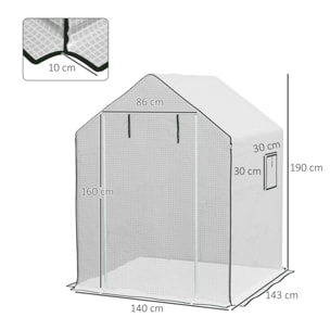 Plástico Invernadero, 140x143x190 cm, Cubierta de Repuesto para Invernadero de Polietileno con Ventana, Puerta Enrollable, Anti-UV, para Huerto, Plantas, Agricultura, Jardín, Blanco