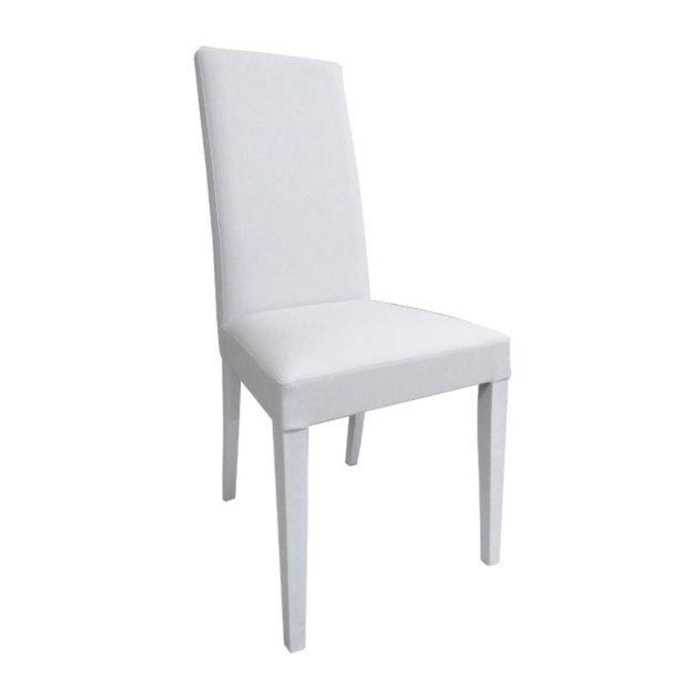 Sedia classica in legno ed ecopelle, per sala da pranzo, cucina o salotto, Made in Italy, cm 46x55h99, colore Bianco