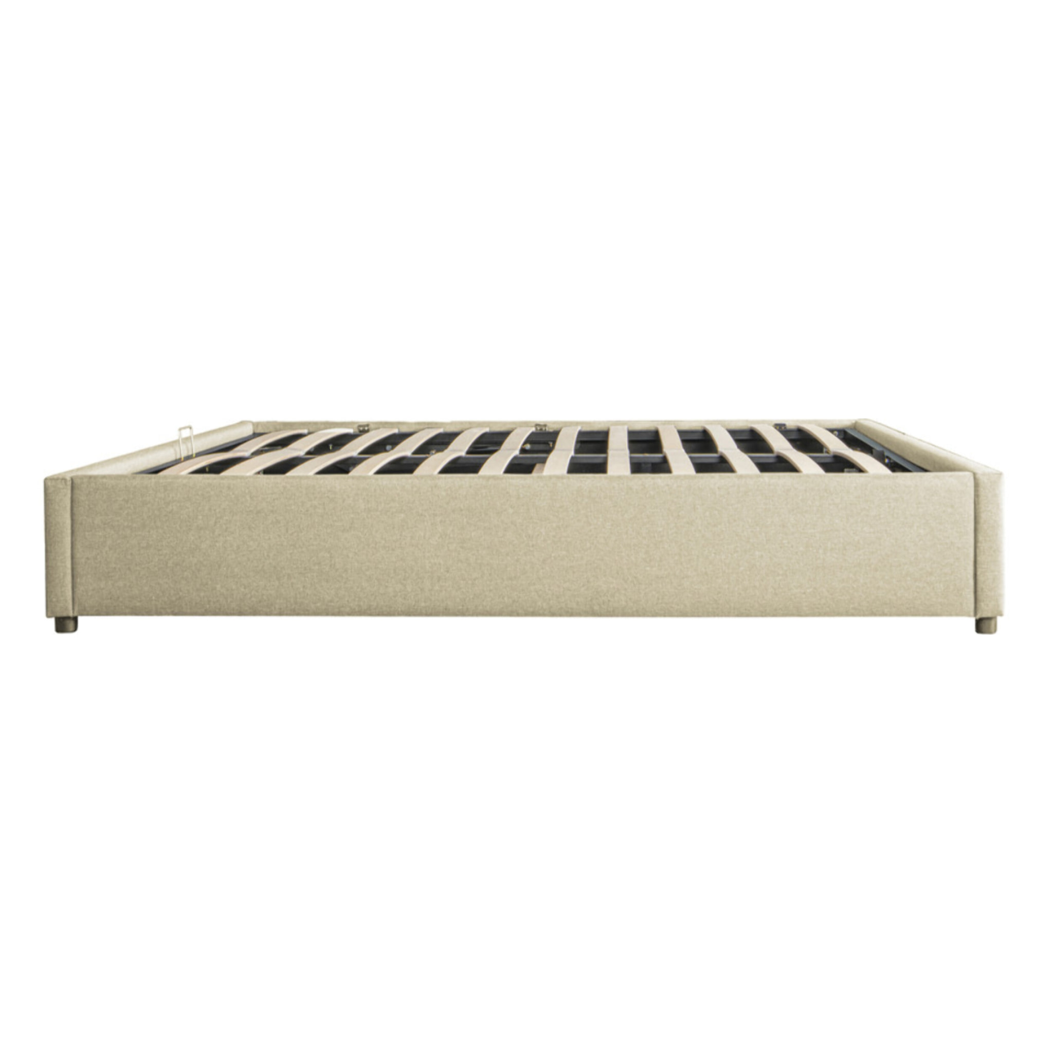 Lit coffre avec sommier Otto - Beige - Tissu