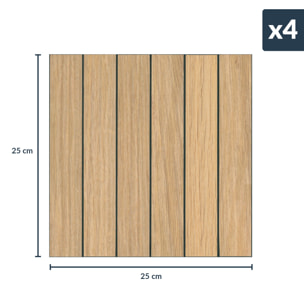 Crédence adhésive murale 3D  - Effet bois 4 pièces - Naturel