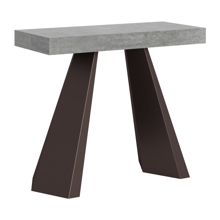 Console extensible 90x40/196 cm Diamante Small Gris Béton cadre Ours