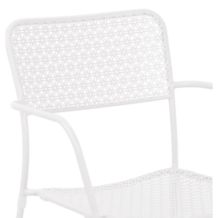 Set 4 sedie da giardino con braccioli in metallo bianco - Aura