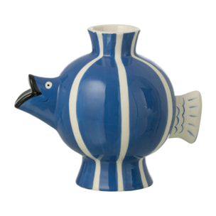 J-Line Vase Poisson Balle Ligné Dolomite - bleu/blanc