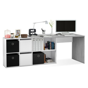 Mesa de escritorio multiposición en blanco mate y gris cemento 136x139 cm Adapta XL Blanco Artik (Blanco Mate) - Gris Cemento
