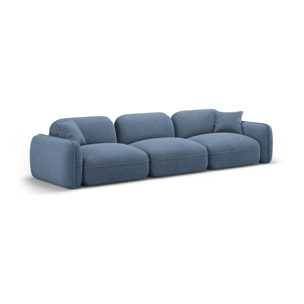 Canapé modulable "Lucien" 4 places en velours blue jeans