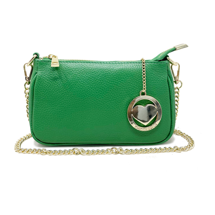 Chicca Borse - Tracollina Clutch Donna in Vera Pelle - Colore Verde