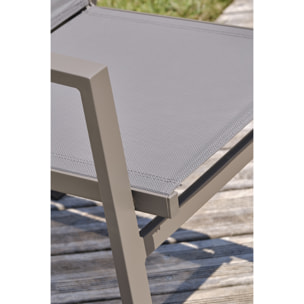 FLORIDE - Ensemble repas de jardin 6 places en aluminium quartz