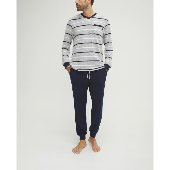 Pijama hombre rayas azules vigore