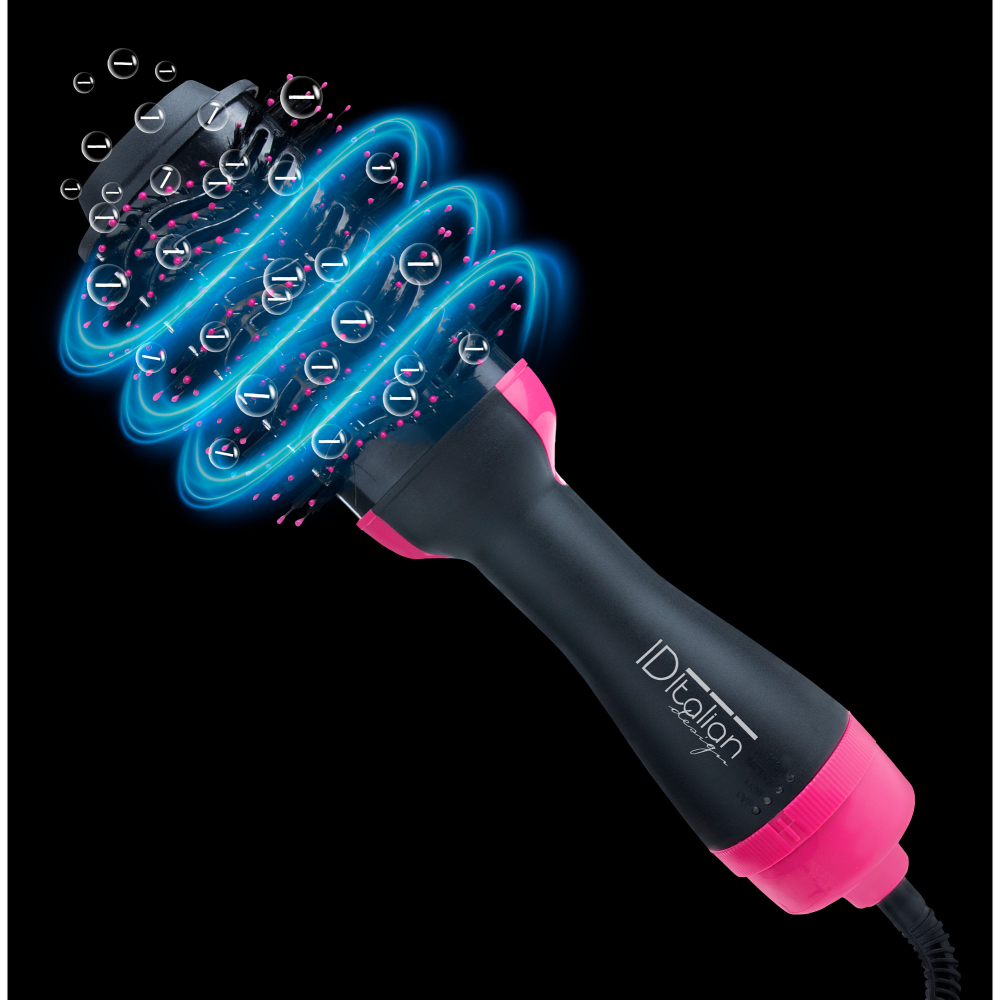 Brosse coiffante à air chaud 1000W - noir et fuchsia