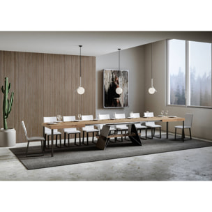 Table Baita Extensible Dessus Chêne Nature 90x160 Allongée 420 cadre Anthracite