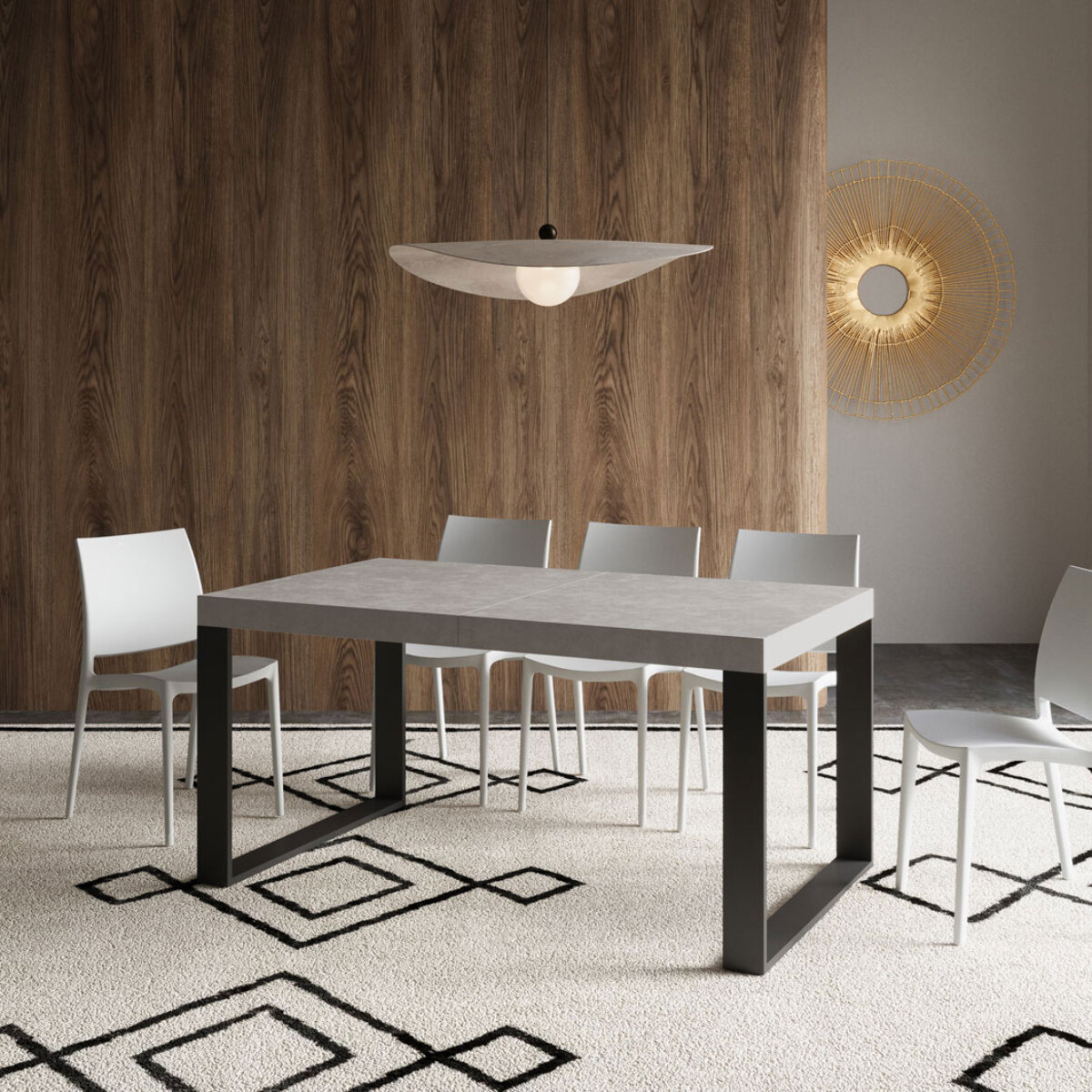 Tavolo allungabile 90x160/420 cm Tecno cashmere gambe antracite