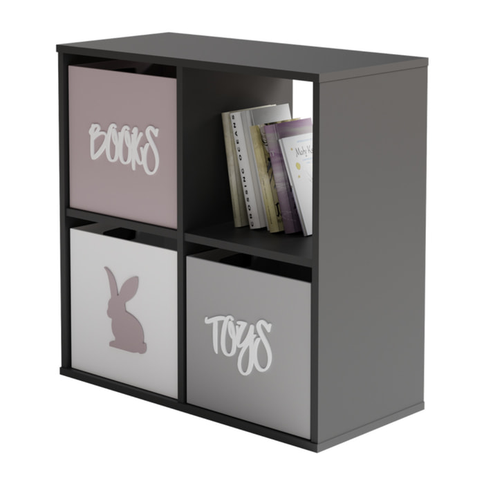 Libreria a cubi Loni 2x2 grigio scuro