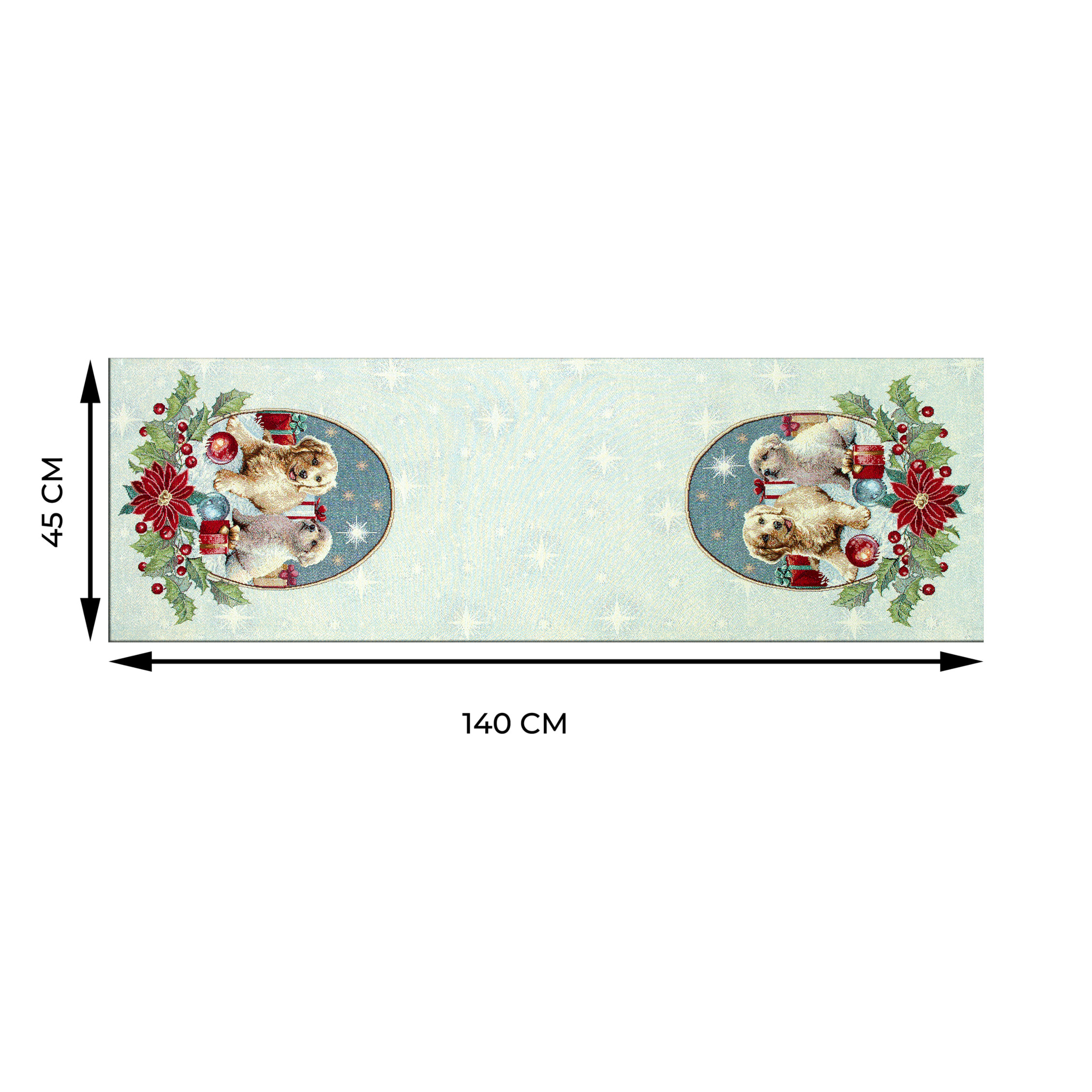 Runner Natalizio Tessuto Gobelin Disegno Cagnolini 45*140