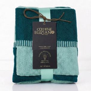 COTONE EGIZIANO Coppia asciugamani Reverse in cotone egiziano 550 gr_Tiffany Smerald