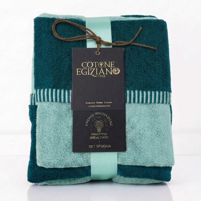 COTONE EGIZIANO Coppia asciugamani Reverse in cotone egiziano 550 gr_Tiffany Smerald