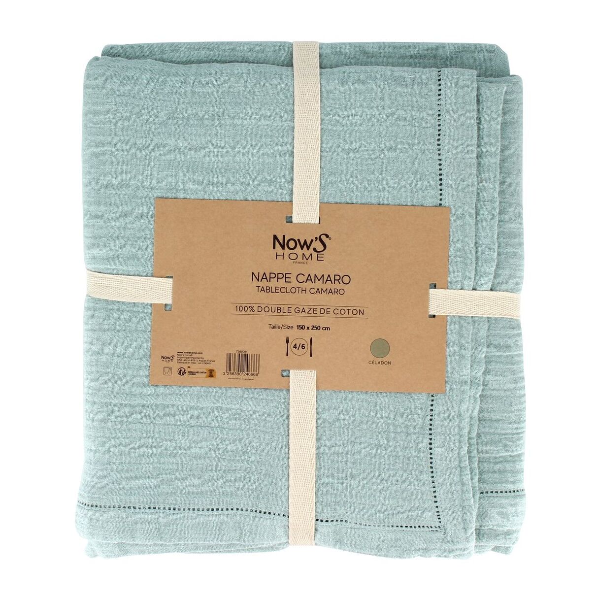 Nappe en coton céladon 150x250cm  CAMARO