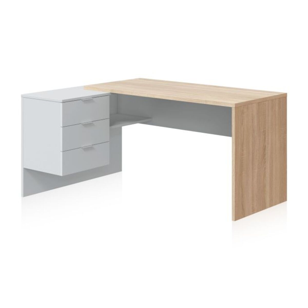 Mesa de escritorio Work Blanco Artik (Blanco Mate) - Roble Canadian