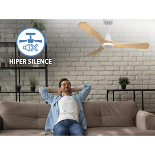 Ventilador de techo Modo Invierno/Verano Termostato Dimable Wifi Motor DC Techos Inclinados Mando a Distancia Luz tres tonos Hypersilence Memoria Vendible Shopify (AUTOMATICO) ParosD132C04LED64466 PURLINE