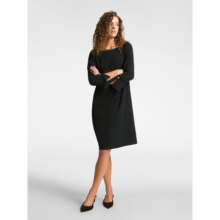 Elena Mirò - Vestido de tejido crêpe - Negro