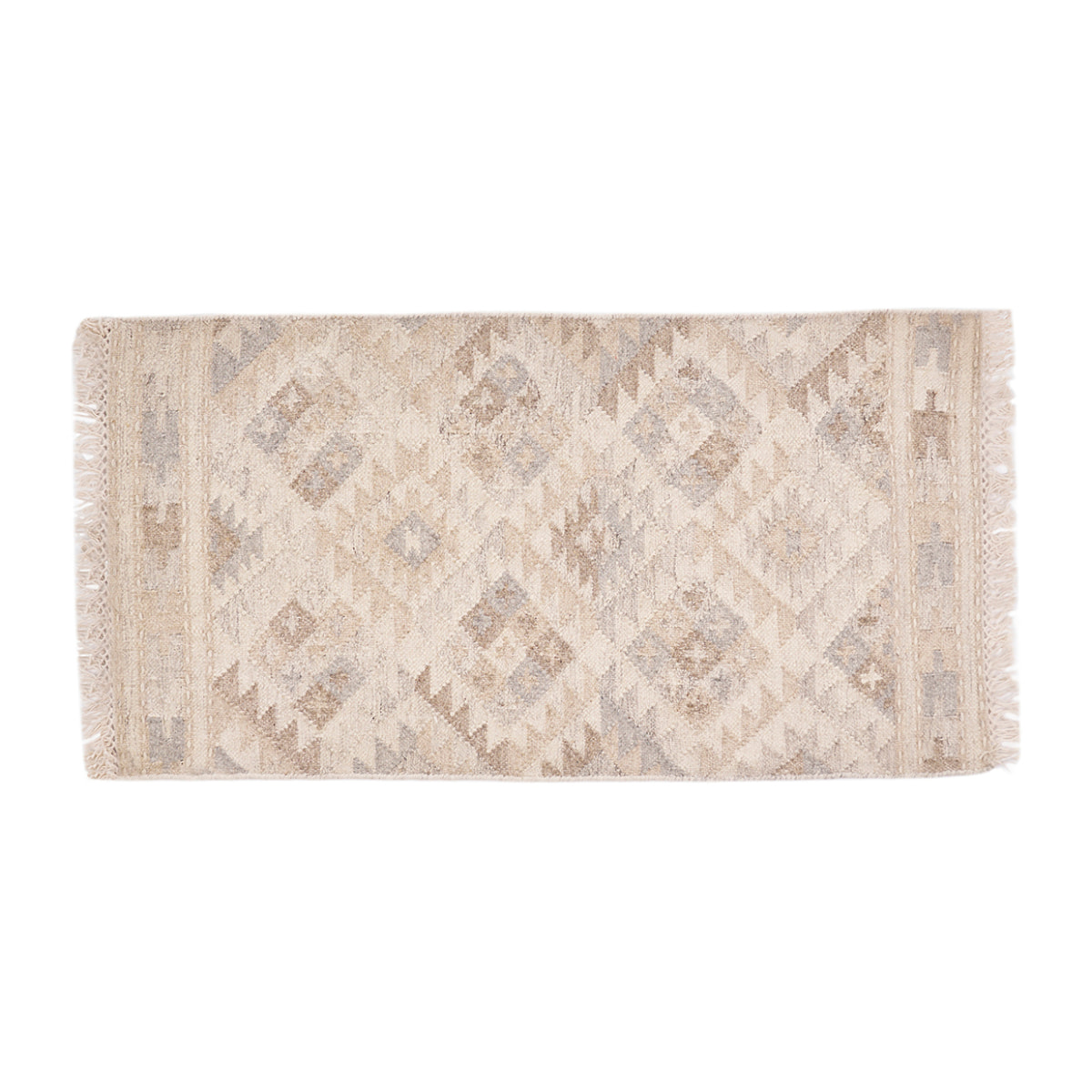 Tapis berbère beige à motifs en laine et coton 60 x 120 cm MAKAÏ