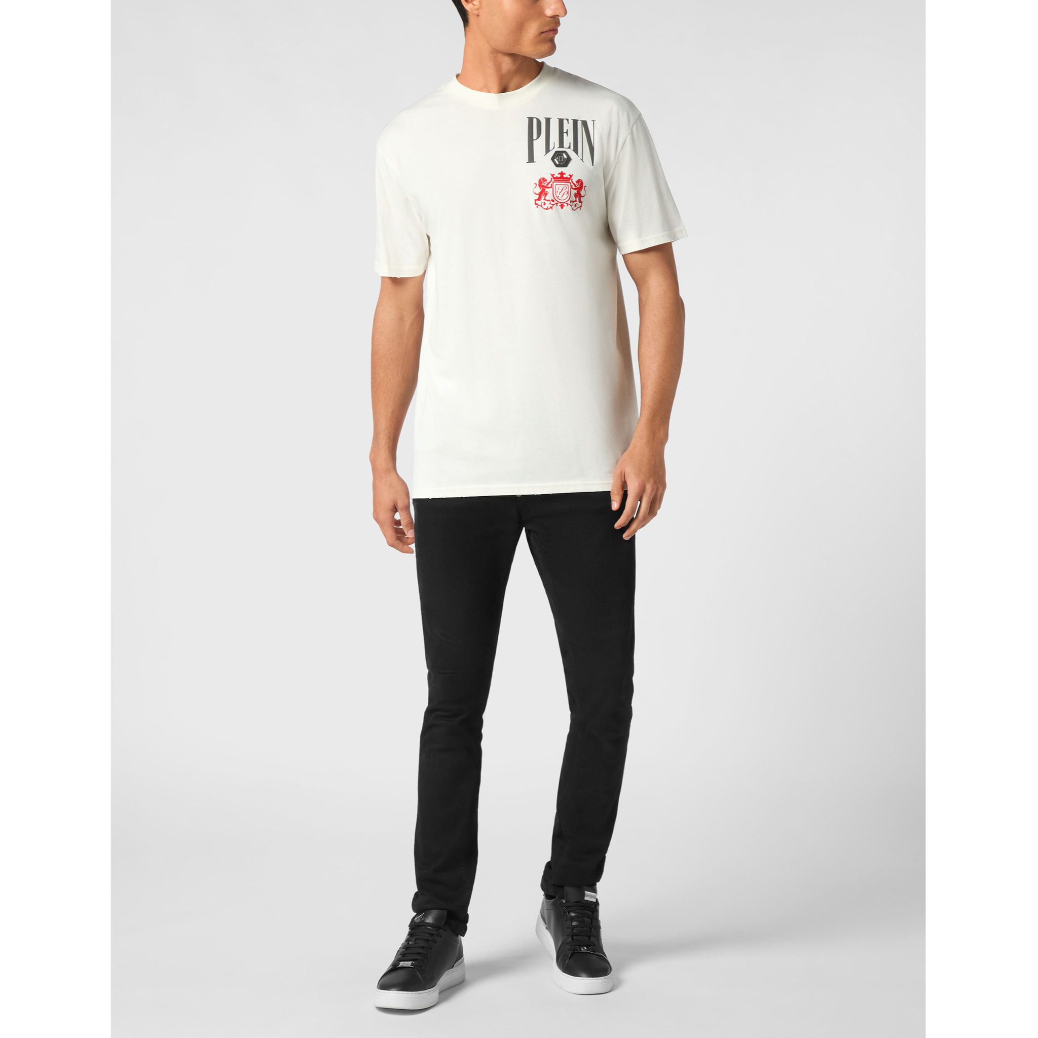 PHILIPP PLEIN Camiseta de cuello redondo y manga corta RACING