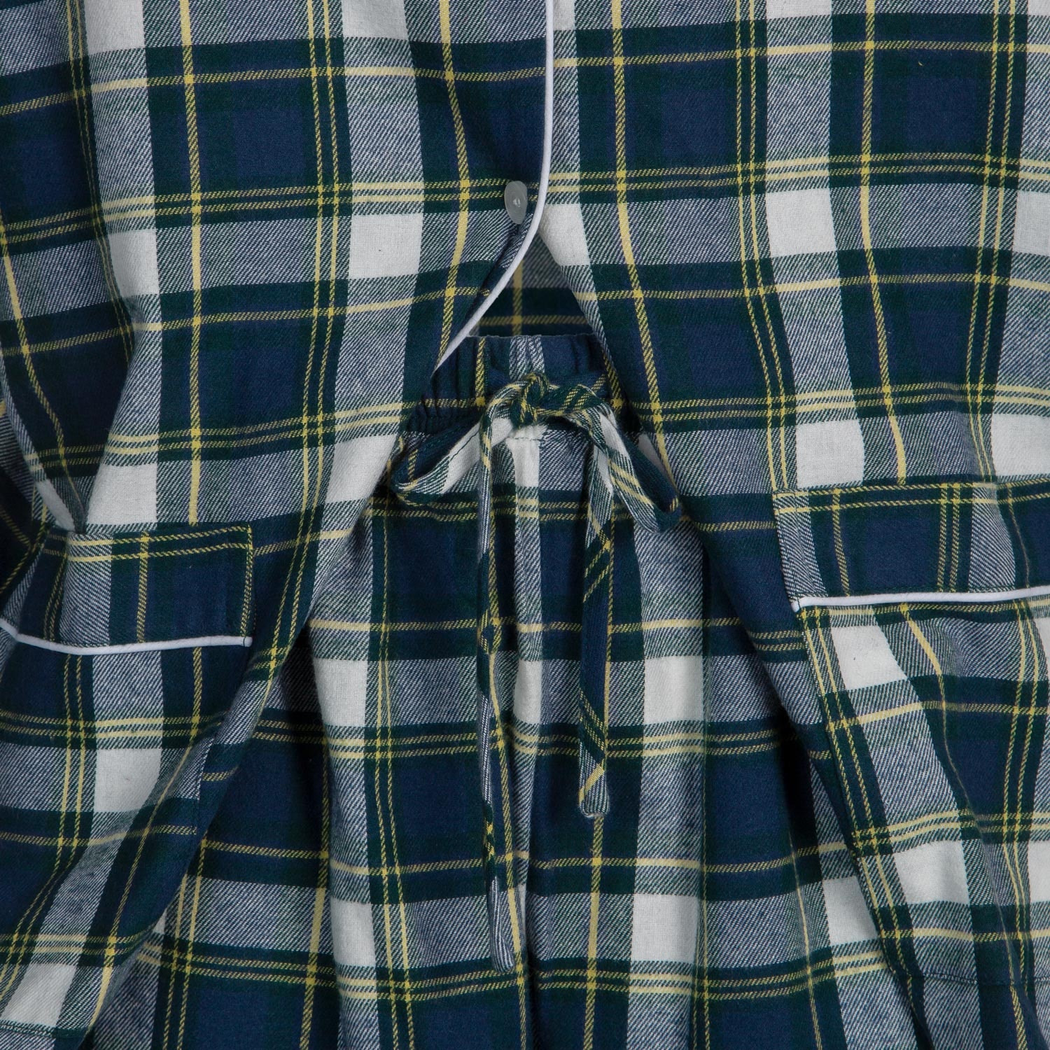 PIGIAMA DONNA in flanella scozzese verde, blu e bianco