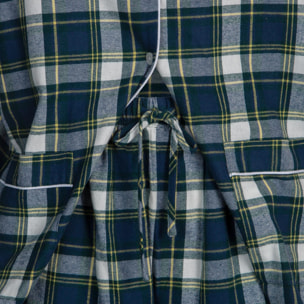 PIGIAMA DONNA in flanella scozzese verde, blu e bianco