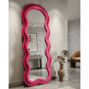 SPECCHIO DA MURO MIKI VELLUTO FUXIA CM 60X4X160 (MISURA SPECCHIO CM 39X135)