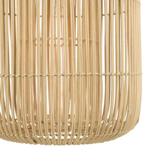 SIXTINE - Suspension 'allongée' 35x35cm rotin couleur naturelle et teck