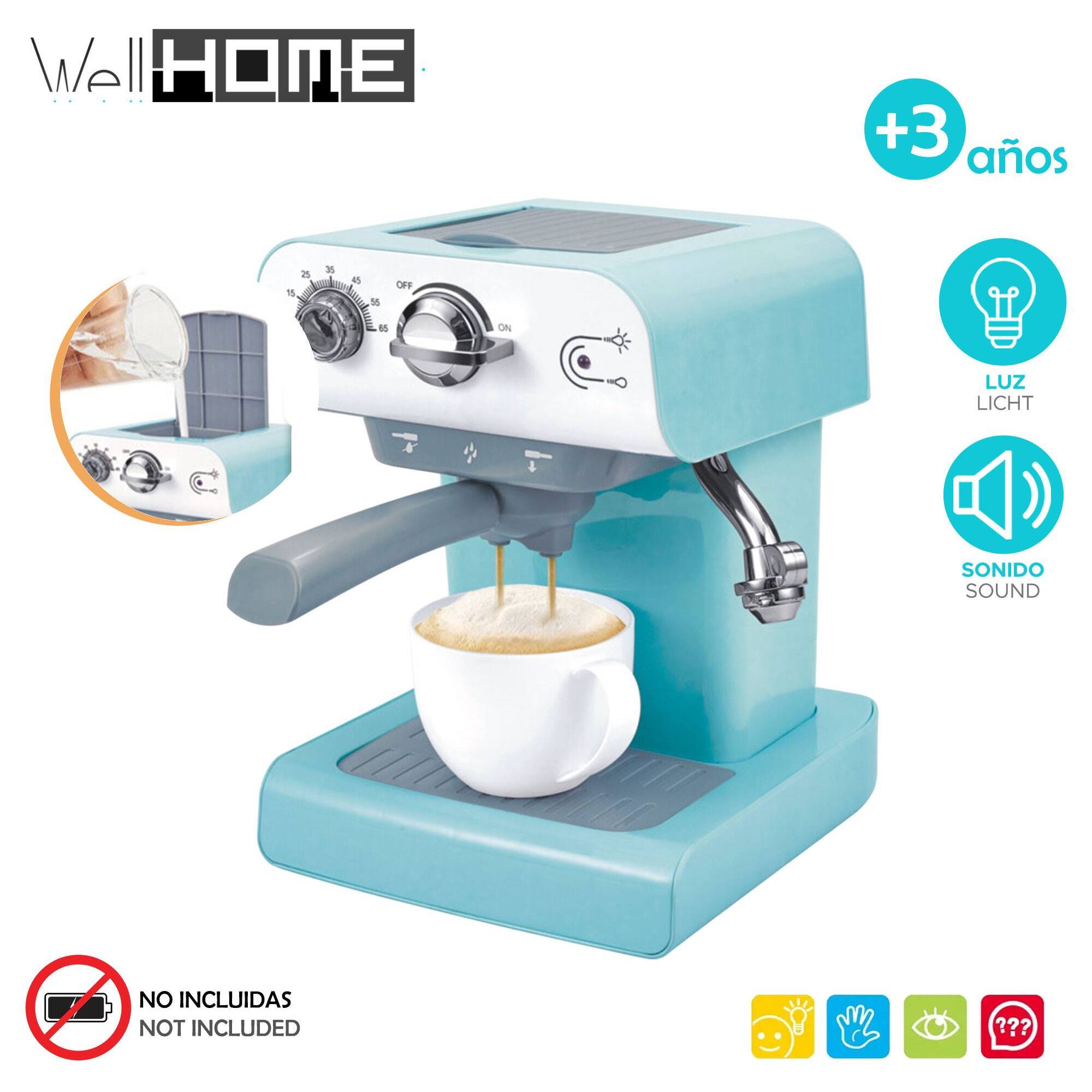 Well home maquina de espresso de juguete con luz y sonido