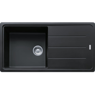 Set Basis Evier 97x50cm avec égouttoir réversible, Fragranit +, Onyx + Mitigeur col de cygne en Fragranit