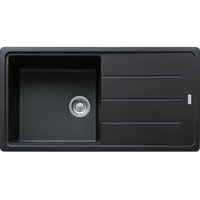 Set Basis Evier 97x50cm avec égouttoir réversible, Fragranit +, Onyx + Mitigeur col de cygne en Fragranit