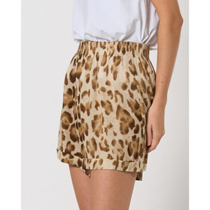 Pantalón corto bambula detalles plisados pai marrón