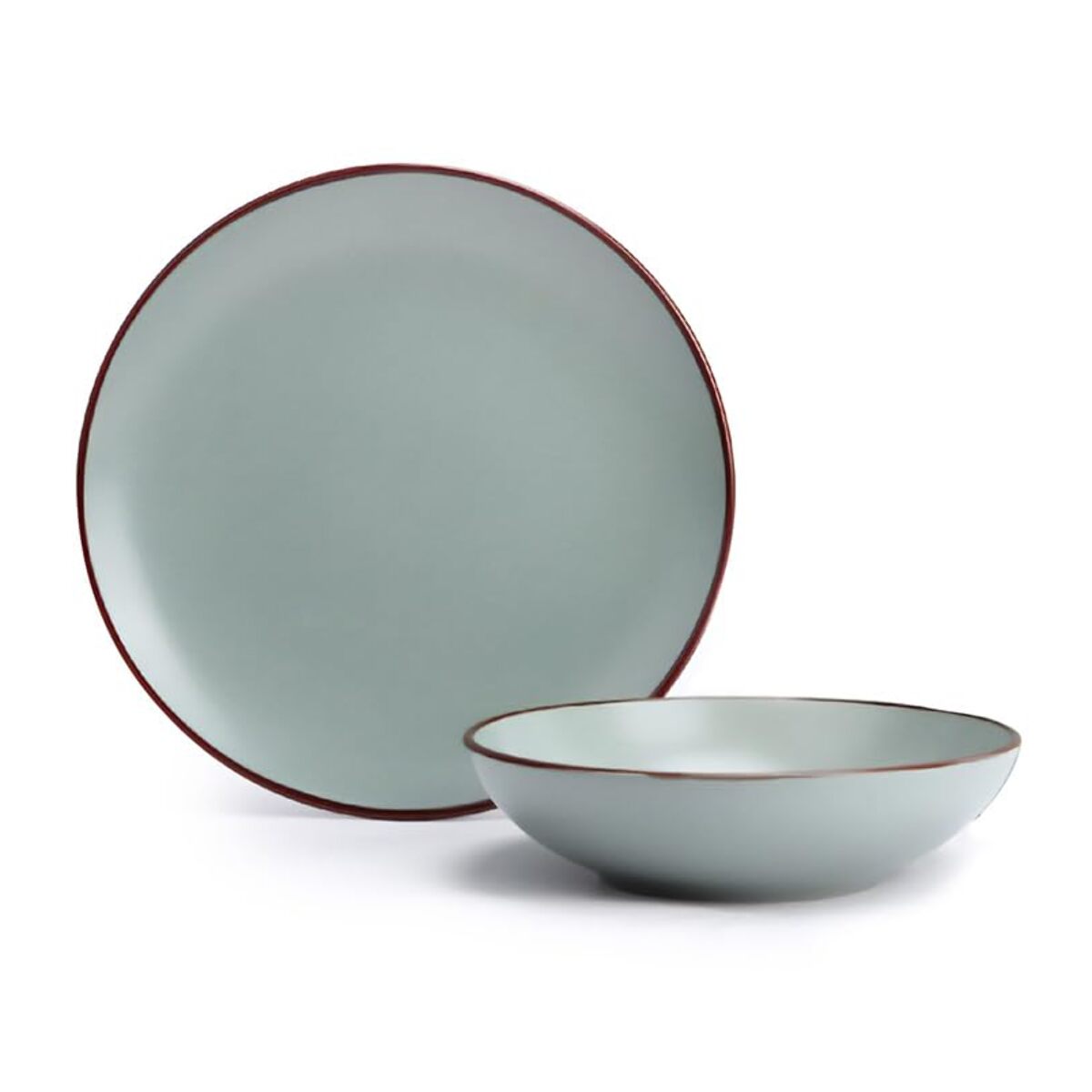 Set 12 Piatti in Ceramica, lavabile in lavastoviglie e adatto a microonde, Intrecci