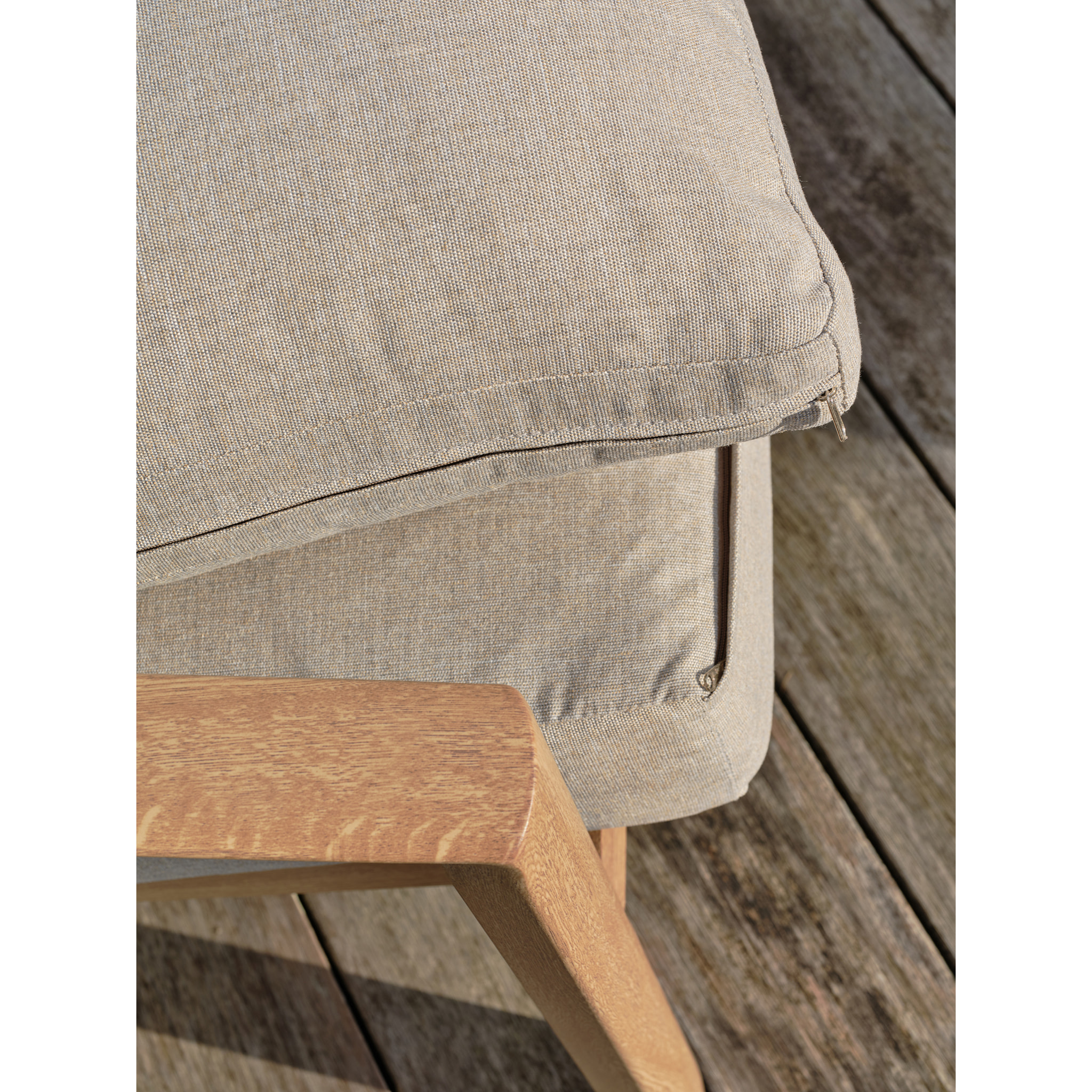 GOYA - Salon bas de jardin 5 pl en aluminium imitation bois, coussins