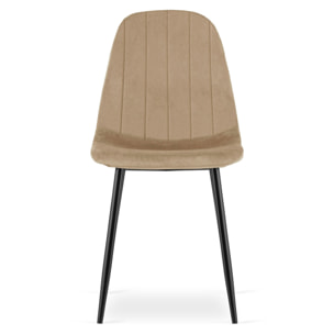 Sedia Padva in velluto marrone con gambe in metallo nero