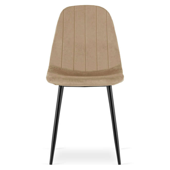 Sedia Padva in velluto marrone con gambe in metallo nero
