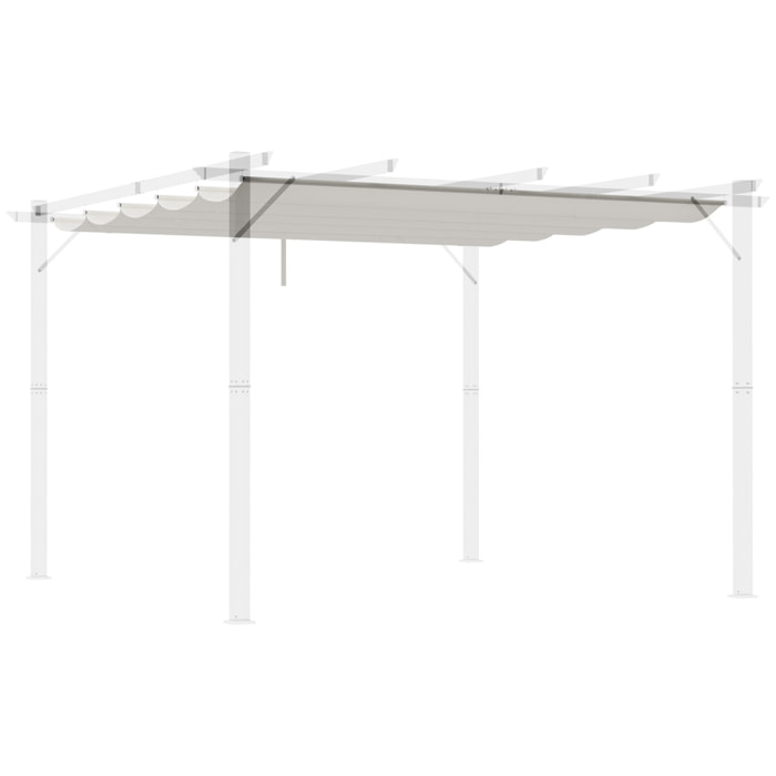 Cubierta de Pérgola Retráctil 2,5x2,55 m Toldo con 10 Orificios de Drenaje Crema