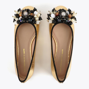 Scarpa da ballerina piatta metallizzata con dettaglio applicato