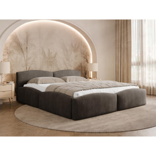 Carla - lit coffre - 160x200 cm - en velours texturé - sommier inclus - Marron