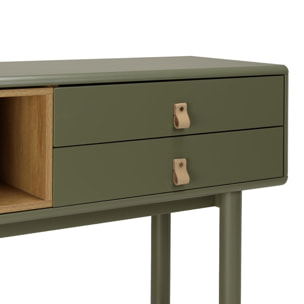 ETHAN - Console verte 3 tiroirs et 1 niche en bois naturel
