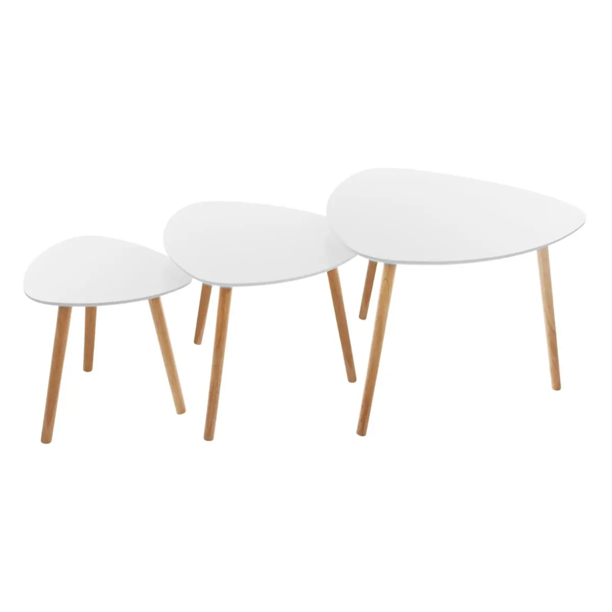 Lot de 3 tables gigognes "Mileo" blanc L34/46/60cm