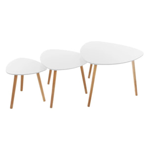 Lot de 3 tables gigognes "Mileo" blanc L34/46/60cm