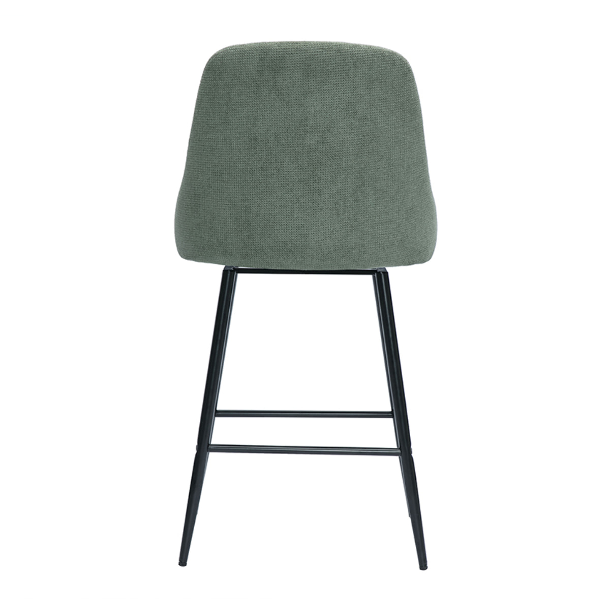 Tabourets de bar pivotants 360° en tissu chenille vert kaki et métal H66 cm (lot de 2) HASTA